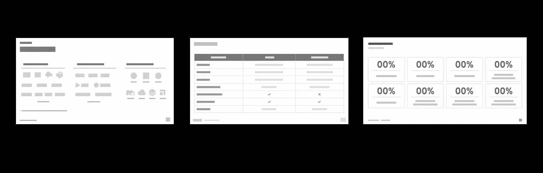 Krisp Google Slides template system — wireframe of reusable slide layouts