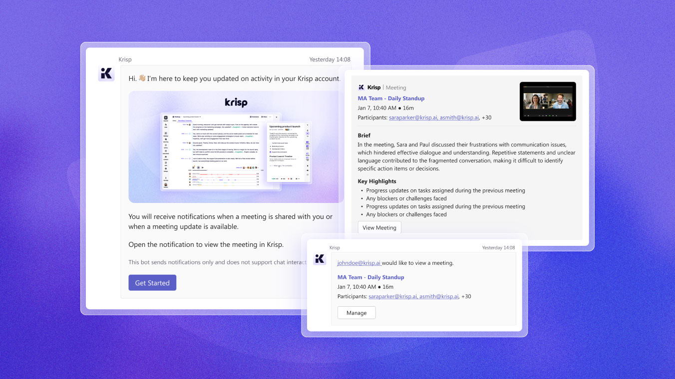 Krisp marketing visual highlighting product integrations across apps and communication tools