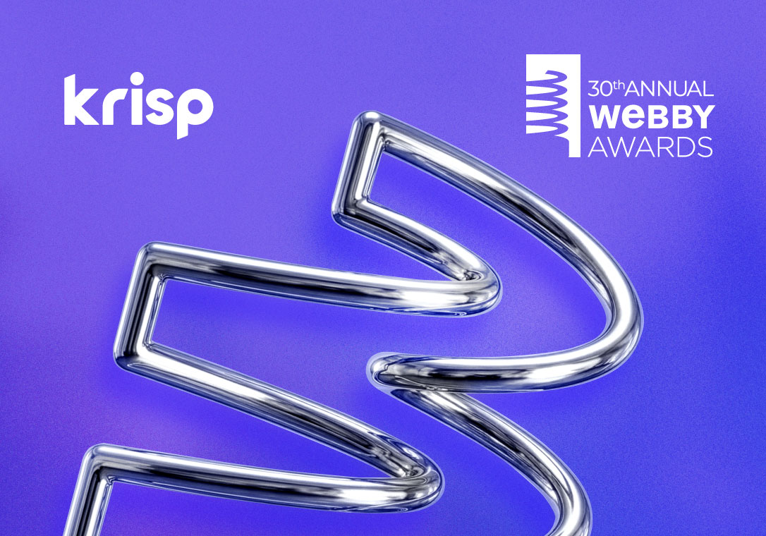 Krisp Webby Awards recognition and campaign graphic